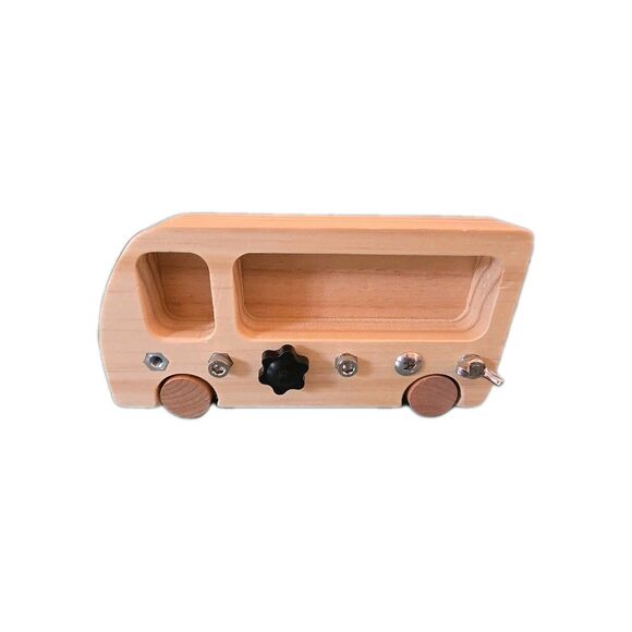 Montessori Screwdriver Wooden Bus Board Toddler Toys Educational Great Gift Busy - Picture 1 of 7